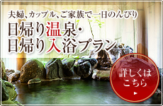 夫婦、カップル、ご家族で一日のんびり日帰り温泉・日帰り入浴プラン