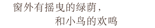 窗外有摇曳的绿荫，和小鸟的欢鸣