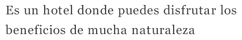 Es un hotel donde puedes disfrutar los beneficios de mucha naturaleza