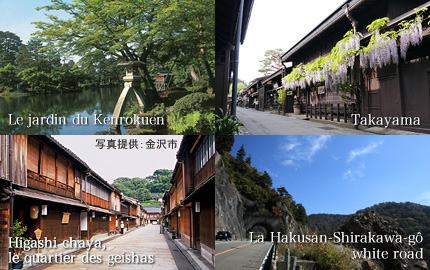 Le jardin du Kenrokuen  Takayama  Higashi chaya, le quartier des geishas  La Hakusan-Shirakawa-gô white road